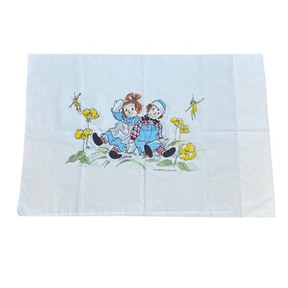 Vintage‎ 70s Raggedy Ann & Andy Pillowcase Double Sided - Picture 1 of 2